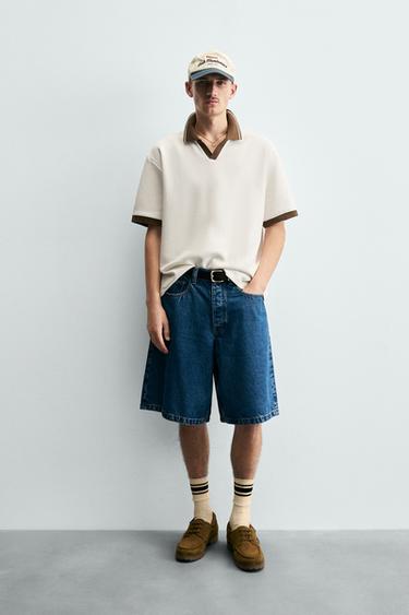 CONTRAST TEXTURED POLO SHIRT - Oyster-white by Zara - Image 0