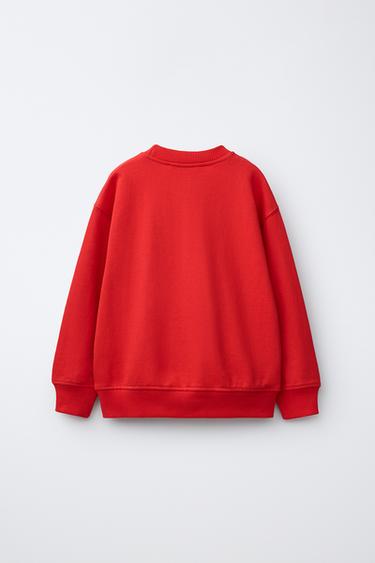 SWEAT IMPRIMÉ INSCRIPTION ET PIÈCE BOUCLÉE - Rouge de Zara - Image 1