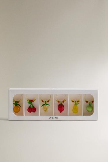 PACK OF FRUIT GLASS CHARMS (PACK OF 6) - Red by Zara - Image 3