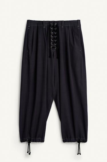 DRAWSTRING LOOSE-FITTING TROUSERS - Dark navy by Zara