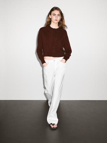 Cardigan manches longues 100 % cachemire - Bordeaux de Zara