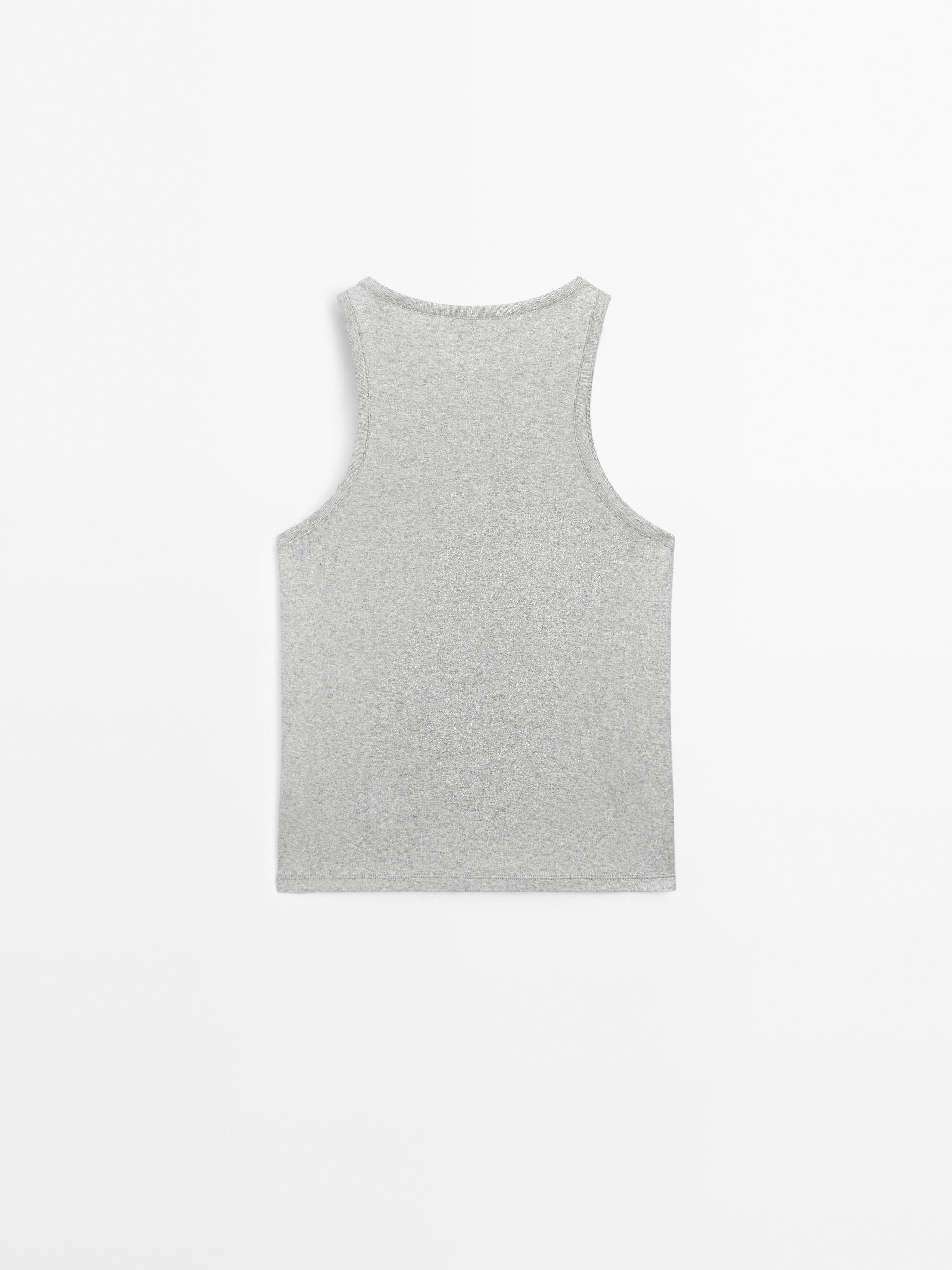 Top scintillant à col rond