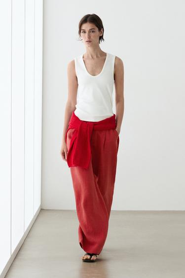 Zara Cotton blend V-neck top - White - Image 0