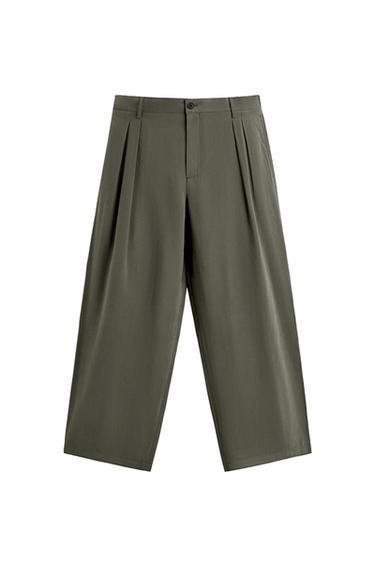RELAXED FIT SUIT TROUSERS - ecru/khaki by Zara