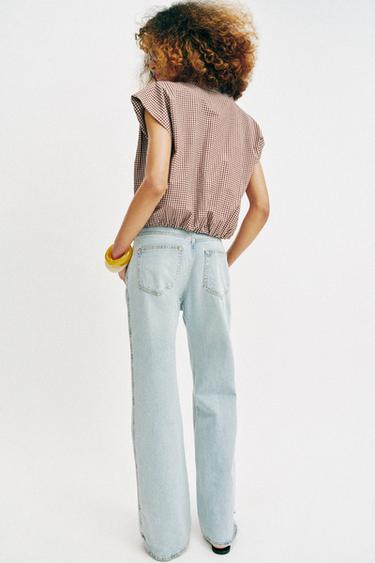 CHEMISE COURTE À CARREAUX VICHY - marron/blanc de Zara - Image 6