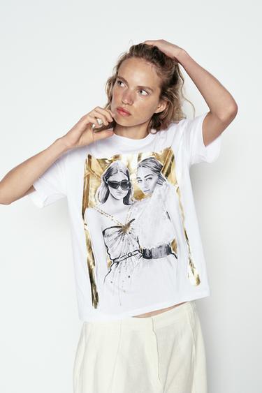 METALLIC T-SHIRT - Golden by Zara