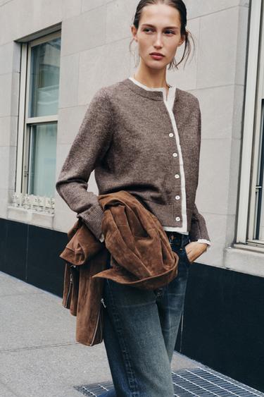 COMBINED KNIT CARDIGAN - Mink by Zara - Image 2