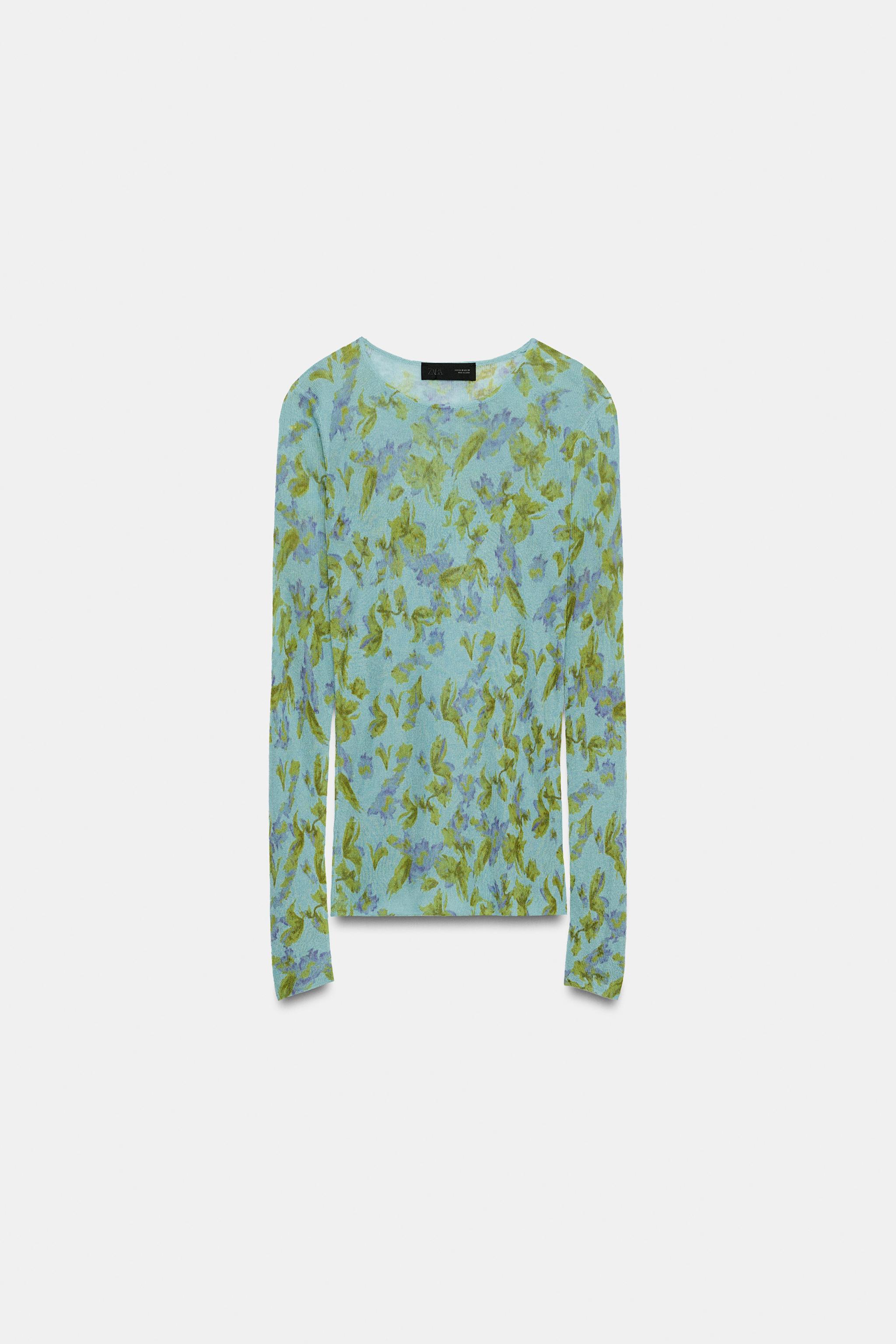 FLORAL PRINT KNIT TOP