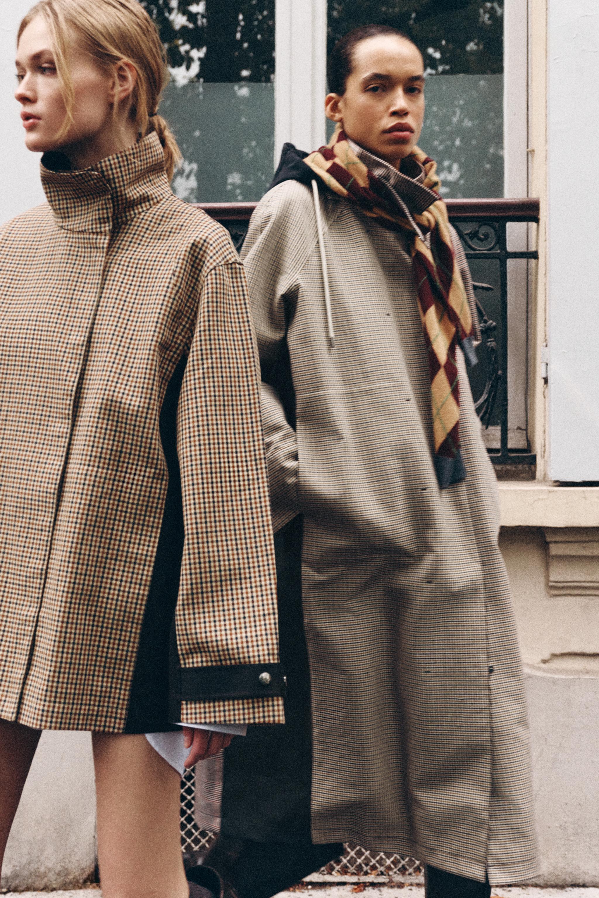 ZW COLLECTION LONG PLAID TRENCH COAT