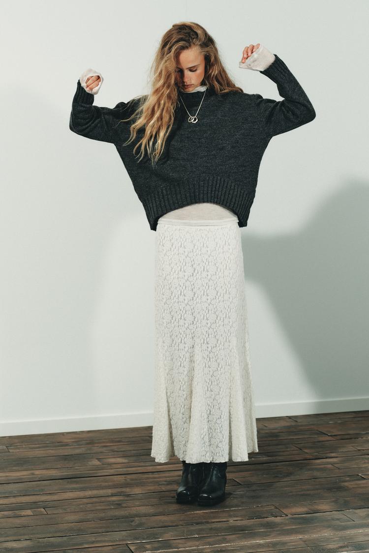 FALDA ENCAJE TACTO SUAVE Crudo ZARA España