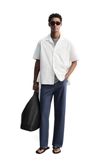 ПОПЛІНОВА СОРОЧКА ВІЛЬНОГО КРОЮ - Сірувато-білий Zara