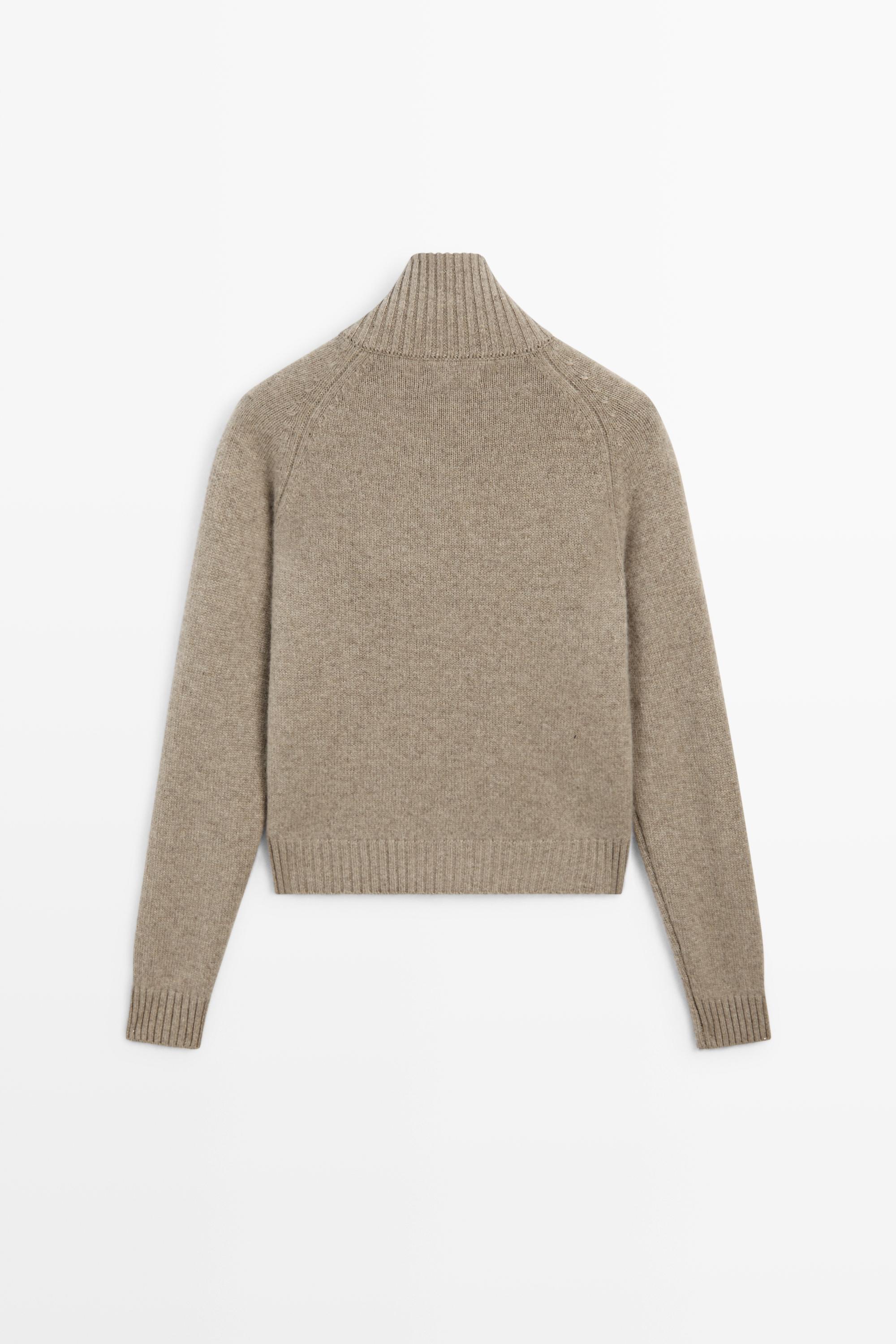 100% cashmere zip knit cardigan