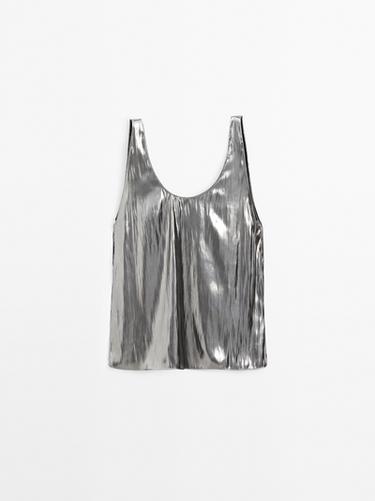 Zara Flowing metallic strappy top - Salmon