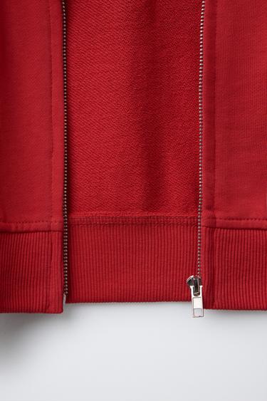 SWEAT ZIPPÉ IMPRIMÉ À RELIEF - Rouge de Zara - Image 3