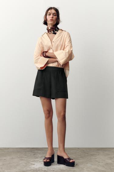 SHORTS WITH ELASTIC WAIST - Black by Zara