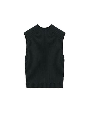 Top en grosse maille de coton - STUDIO - Bleu marine de Zara