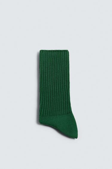 Zara RIBBED SOCKS - Emerald