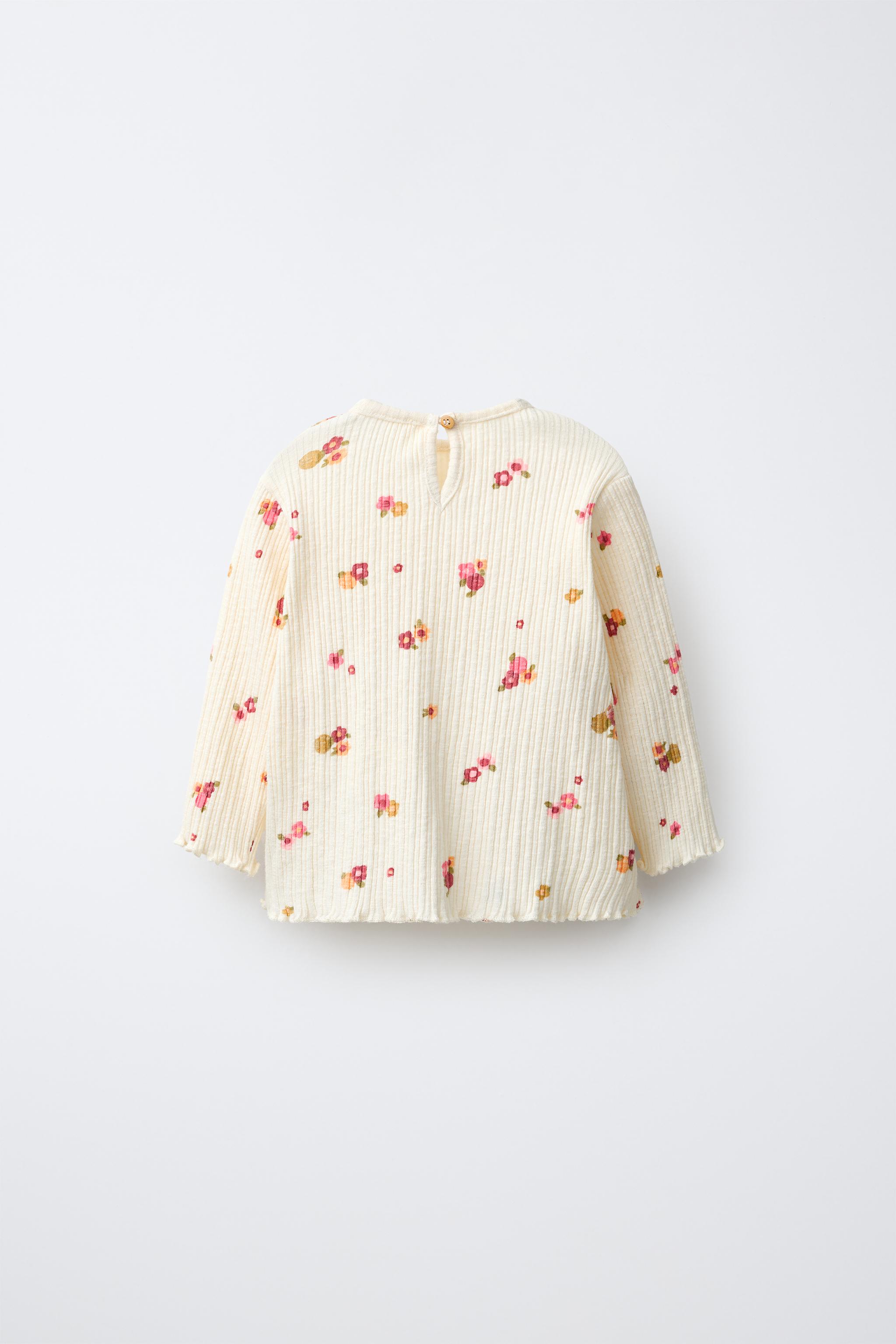 RIBBED FRUIT PRINT T-SHIRT — Light ecru