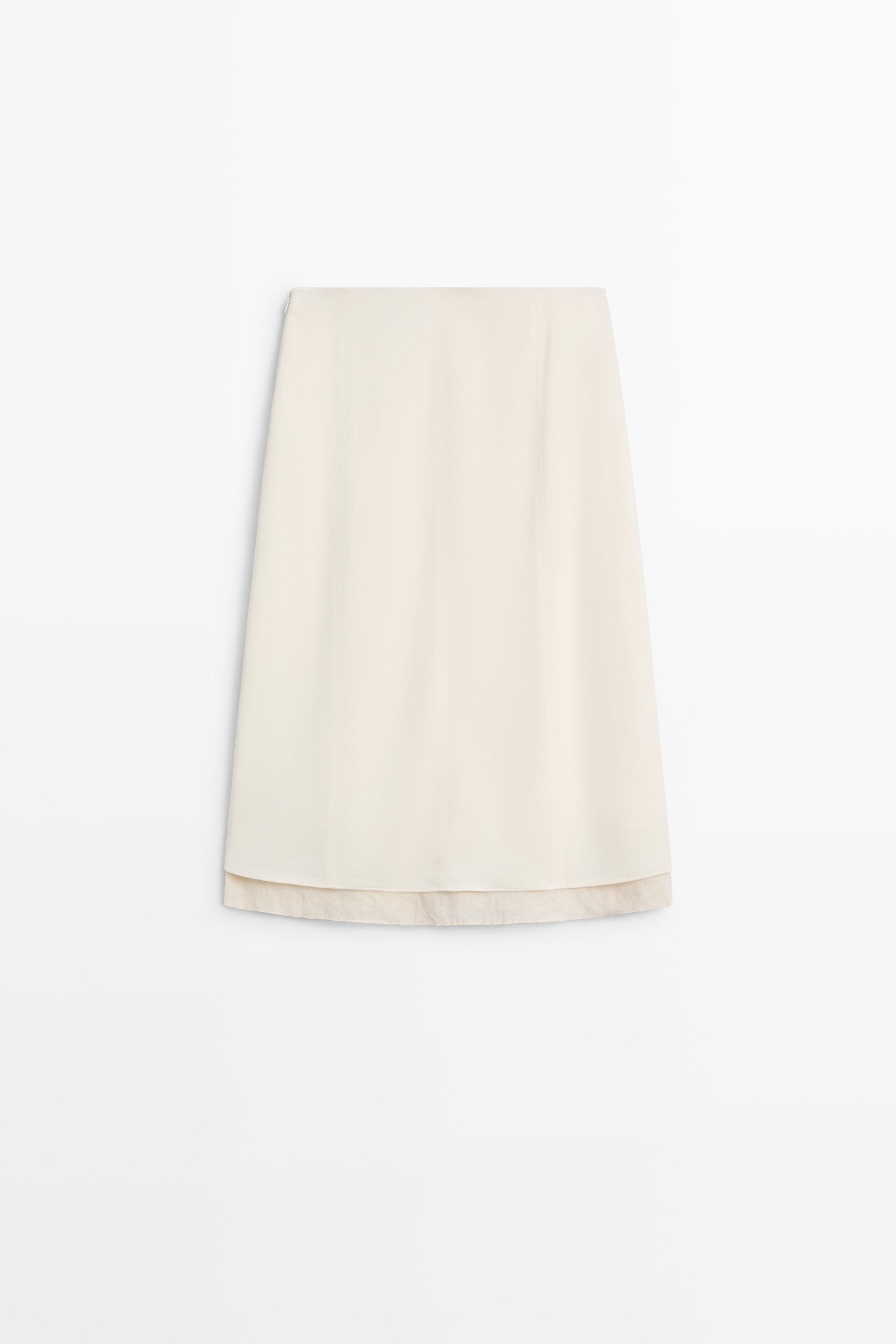 Double-layered midi skirt with seam detail