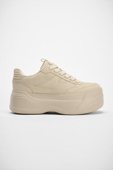 Zara ATHLETIC PLATFORM SNEAKERS - Off White