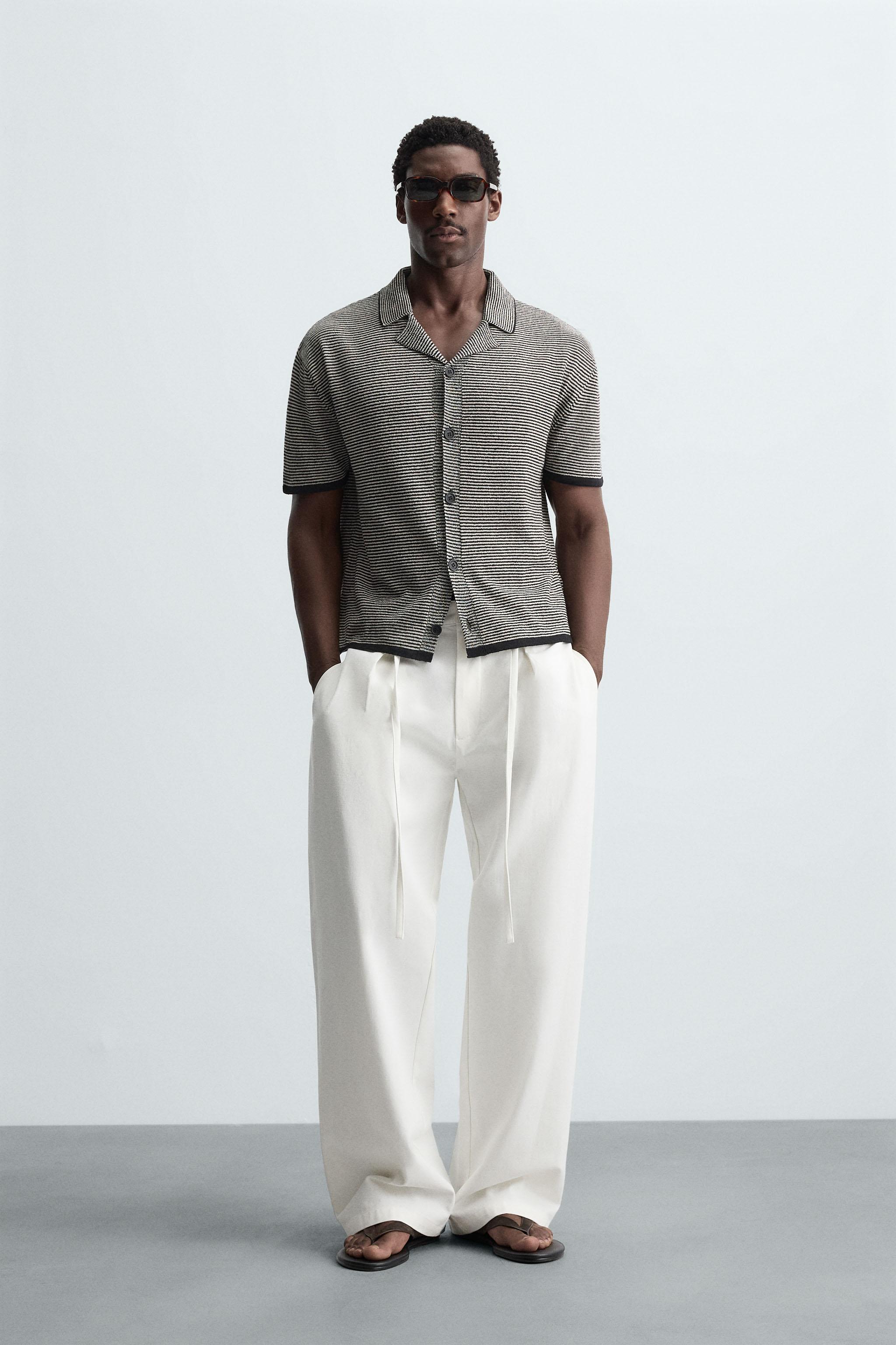 ［ZARA］ストライプ柄ニットシャツ ストライプ柄ニットシャツ - ストライプ | ZARA Japan / 日本