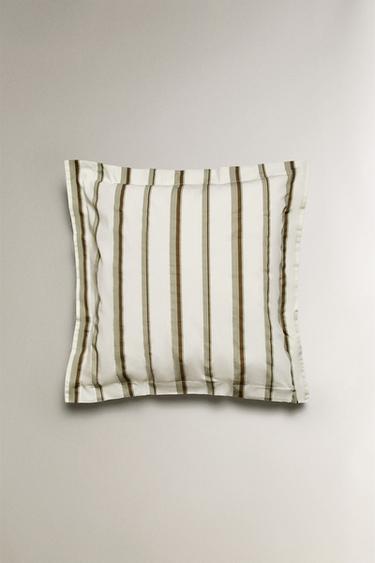 TAIE D’OREILLER EN COTON PERCALE BANDES (300 FILS) - Blanc cassé de Zara - Image 2