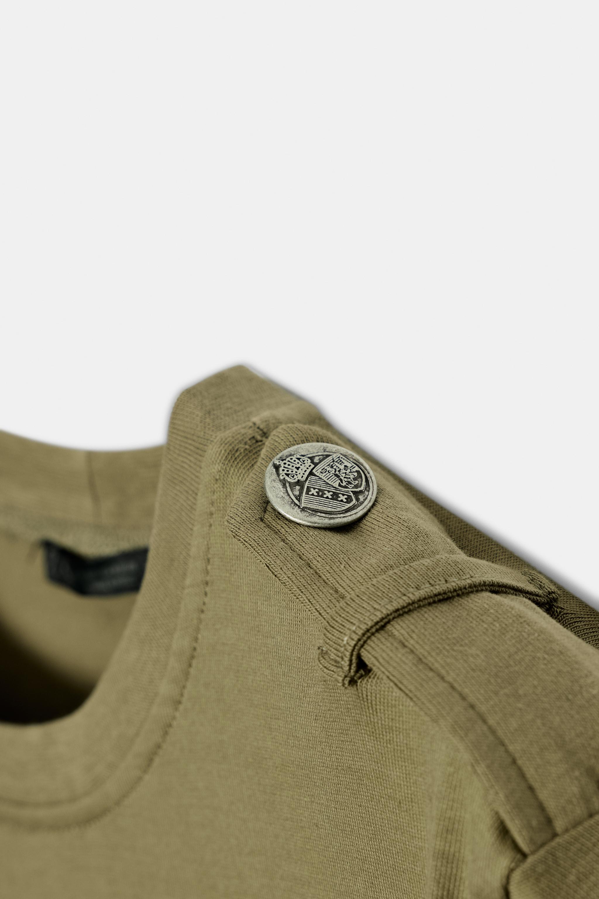 Женские футболки Zara BUTTON-TAB T-SHIRT — фото 8