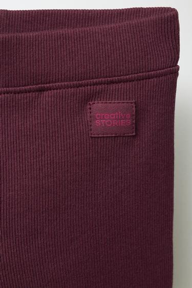 LEGGING CÔTELÉ À ÉTIQUETTE - Aubergine foncé de Zara - Image 2