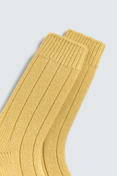 RIBBED WOOL BLEND SOCKS AARON LEVINE X ZARA - Yellow by Zara - Image 2