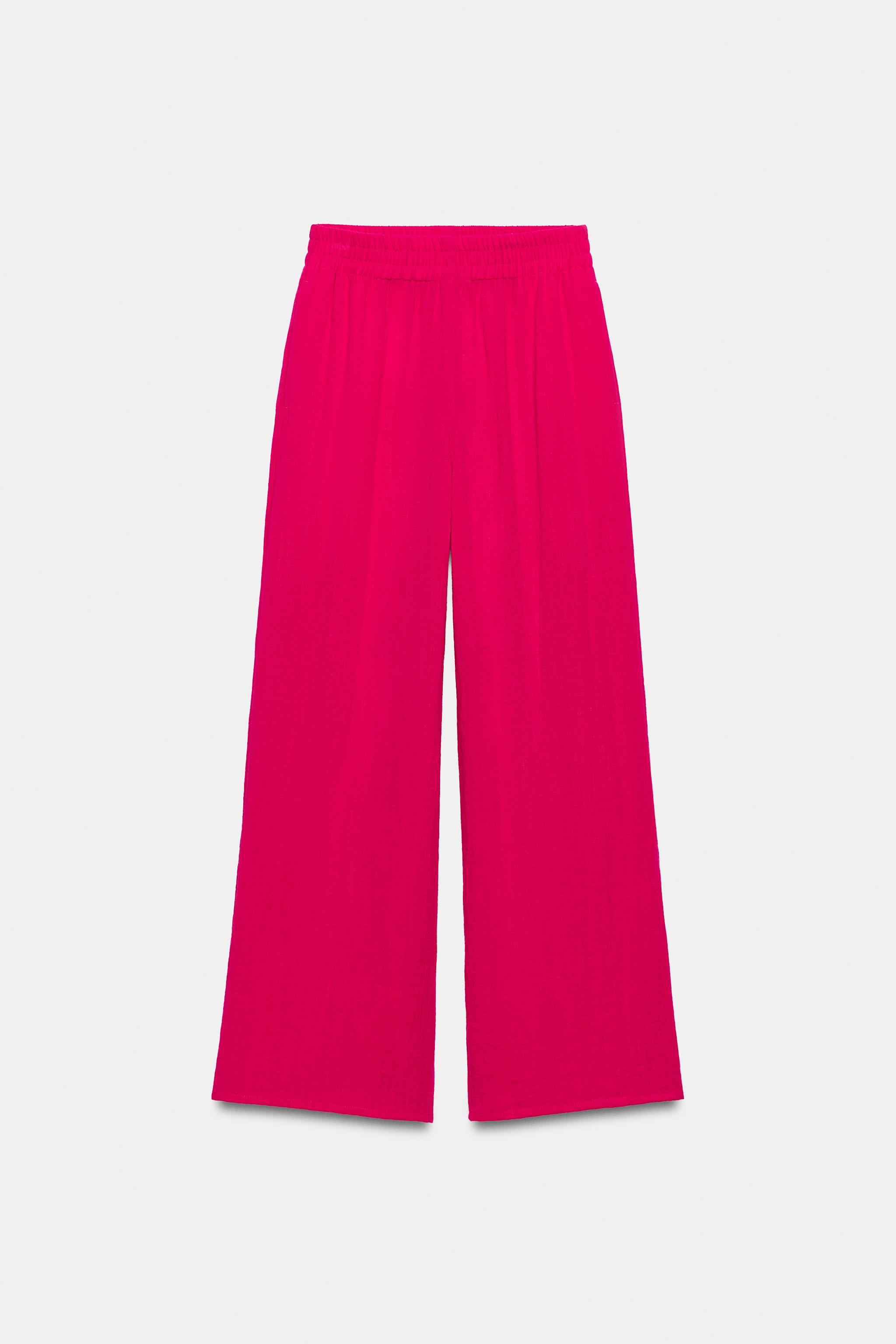 ELASTIC WAISTBAND WIDE LEG PANTS