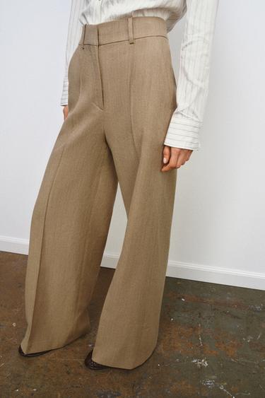 PANTALON AVEC LAINE NERVURE ZW COLLECTION - Beige de Zara - Image 3