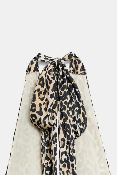 ROBE HALTER SATINÉE À IMPRIMÉ ANIMALIER - Leopard de Zara - Image 7