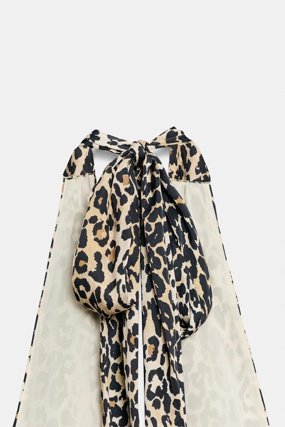 ROBE HALTER SATINÉE À IMPRIMÉ ANIMALIER - Leopard de Zara - Image 7