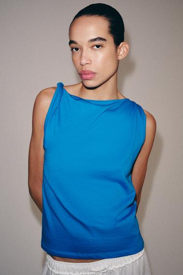 DRAPED SLEEVELESS TOP - Electric blue by Zara