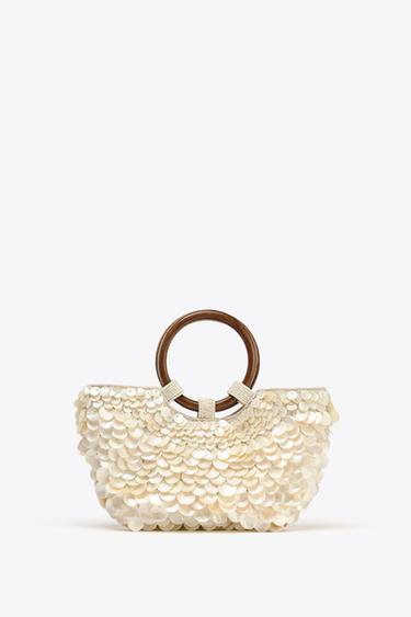 BORSA CON APPLICAZIONI EFFETTO PERLATO - Grigio perla di Zara
