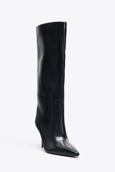 KITTEN HEEL KNEE-HIGH BOOTS - Black by Zara - Image 4