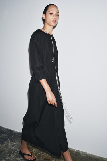 ZW COLLECTION PLEATED MIDI DRESS - Black by Zara