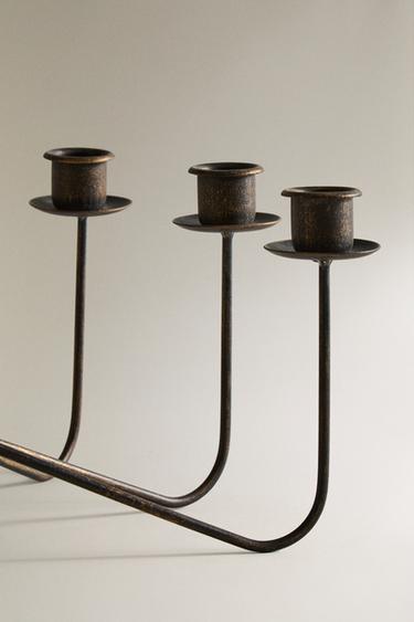 TRIPLE IRON CANDELABRA - Rust by Zara - Image 1