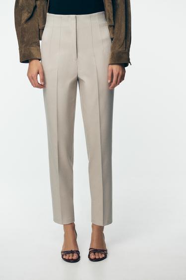 HIGH-WAIST TROUSERS - Beige by Zara - Image 1