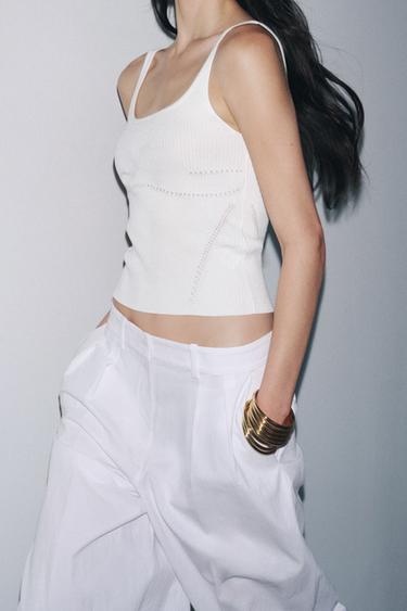 FITTED KNIT TOP - White by Zara