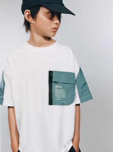 SPORTY T-SHIRT WITH POCKET - White by Zara