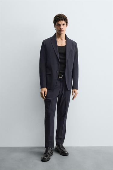 CHECK SUIT TROUSERS - Navy blue by Zara - Image 0