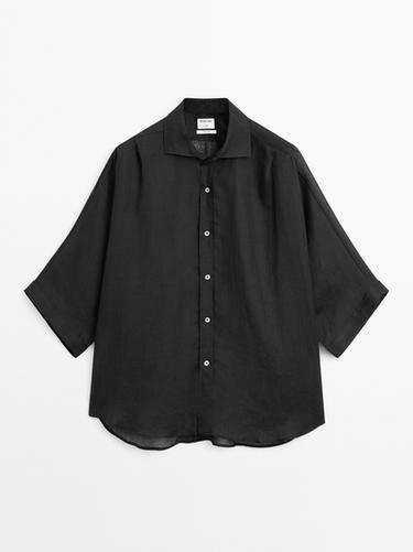Zara 100% ramie batwing sleeve shirt - Black - Image 0
