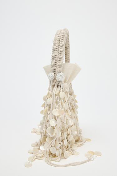 PEARLESCENT APPLIQUÉ HANDBAG - Light beige by Zara - Image 3