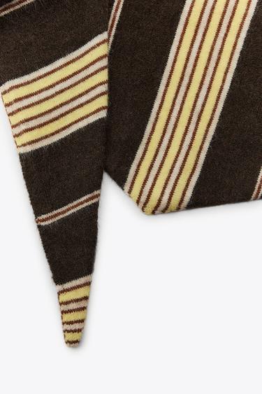 STRIPED KNITTED BANDANA - Brown by Zara - Image 4