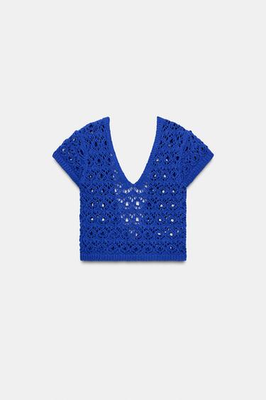 TOP PUNTO LAZADA ESPALDA - Azulón de Zara