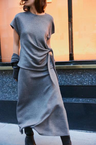 WEICHER MIDIROCK - Grau meliert von Zara