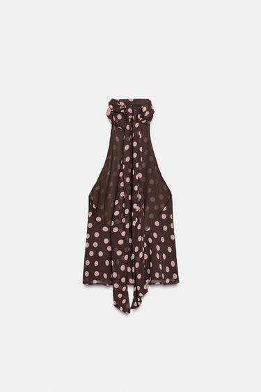 HALTER TOP WITH TIED DETAIL - Brown by Zara - Image 8