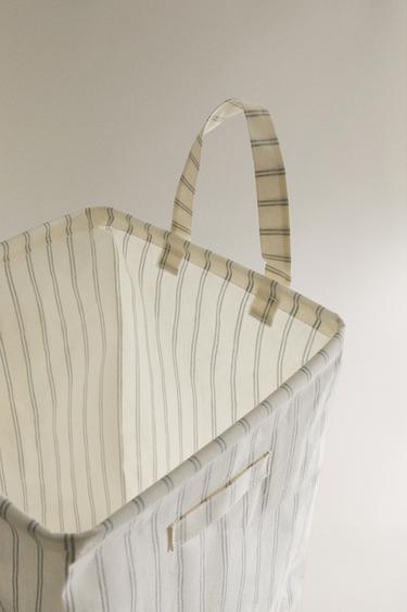 STRIPED LAUNDRY HAMPER - Sea green by Zara - Image 2