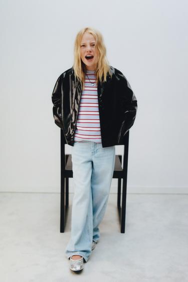 BLOUSON EN MATIÈRE SYNTHÈTIQUE - Noir de Zara - Image 9